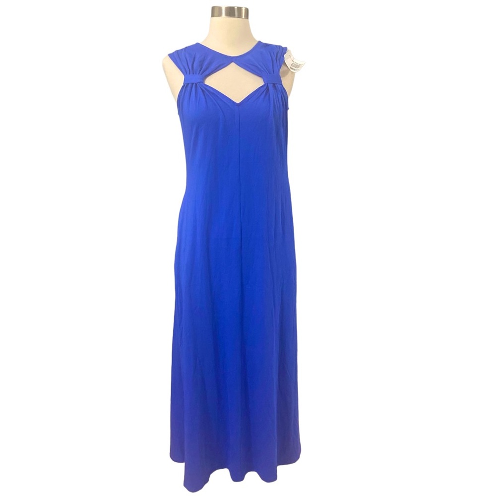 Soft Surroundings Blue Maxi Long Dress Sundress Soft Stretch Pockets Vacation - Picture 4 of 12
